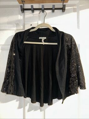 RUBY Black Open-Front Shrug with Sequin Detail
